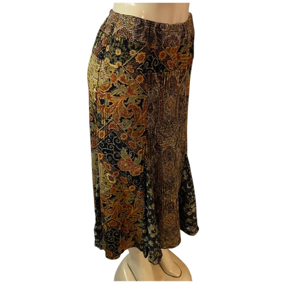 Y2K Flare Midi Skirt Patchwork Floral Paisley Multicolor Fairycore Size S/M - Picture 5 of 9